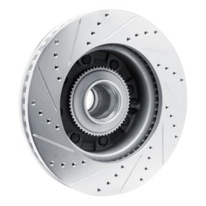 Ford E-350 Super Duty Brake Rotor (1) - Front Right - R1 Concepts - Drilled & Slotted - Silver - `08-`25